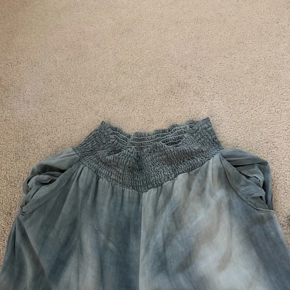 Final Touch Blue Tie-Dye Wide Leg Palazzo Pants Smocked Waist Boho Small USA - Picture 7 of 9